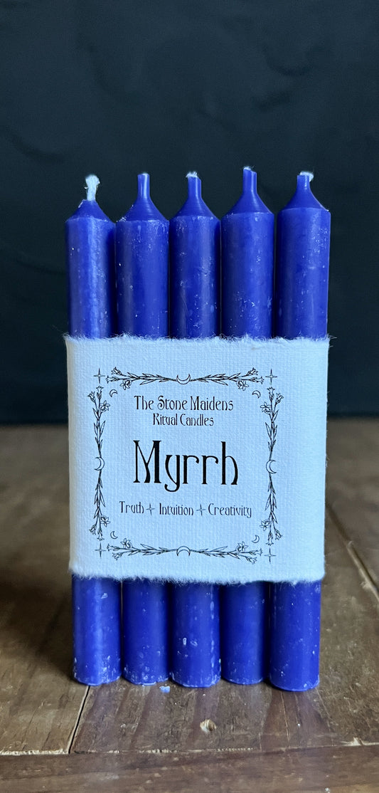 Myrrh Blue Spell Candles - 5" Chime Candles