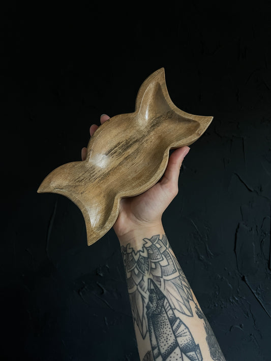 Triple Moon Goddess Wood Dish