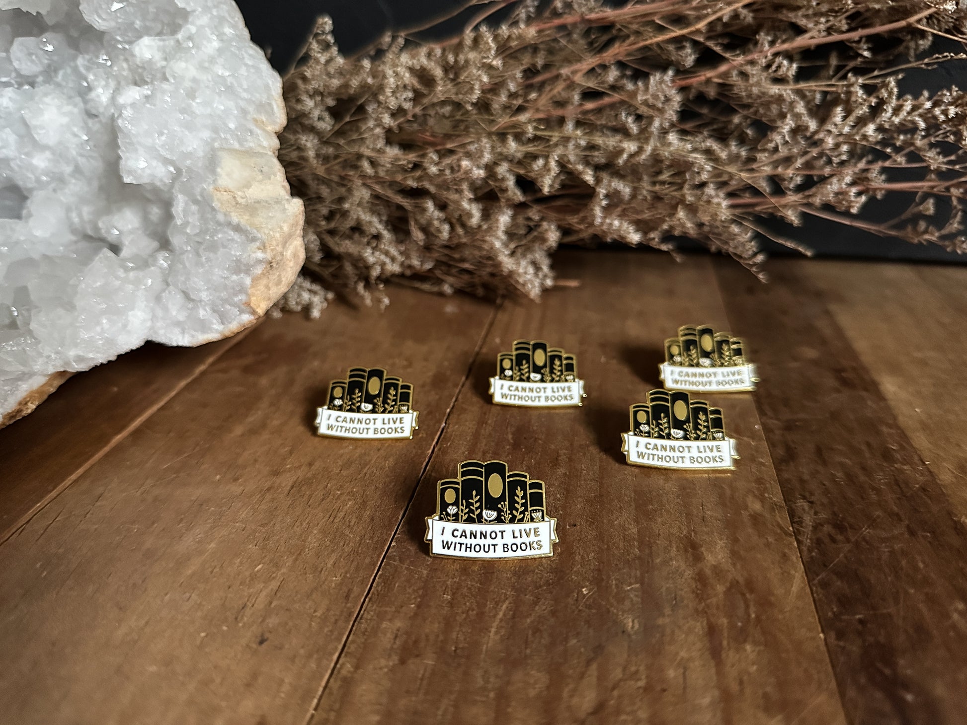 I Cannot Live Without Books Enamel Pin a wonderful gift for the Book Lover in your life 