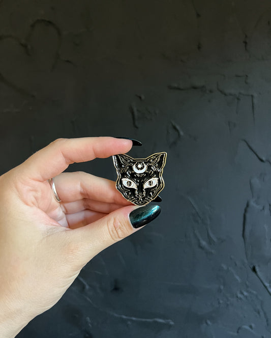 Mystic Black Cat Enamel Pin at The Stone Maidens