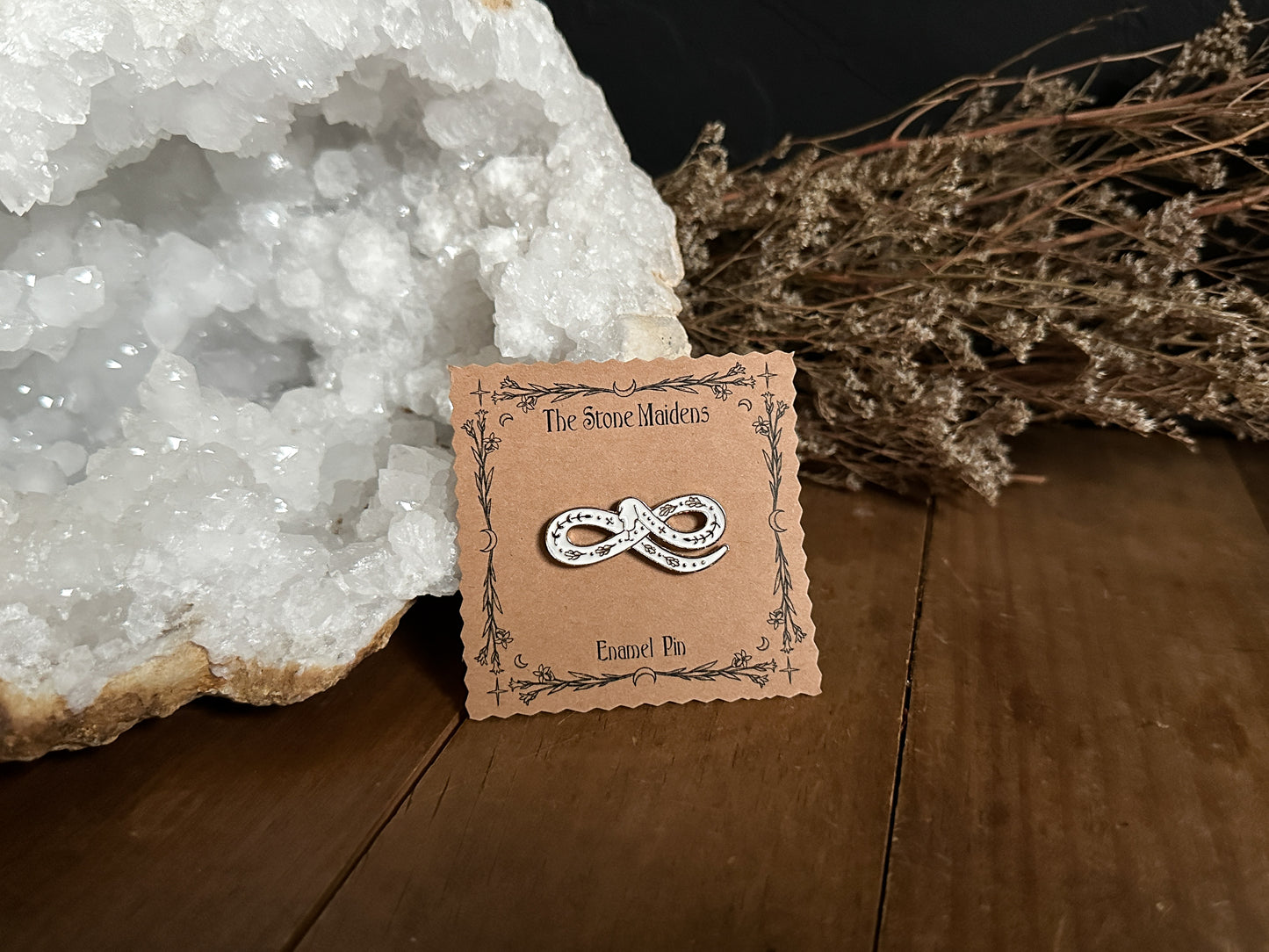 The Stone Maidens White Snake Enamel Pin