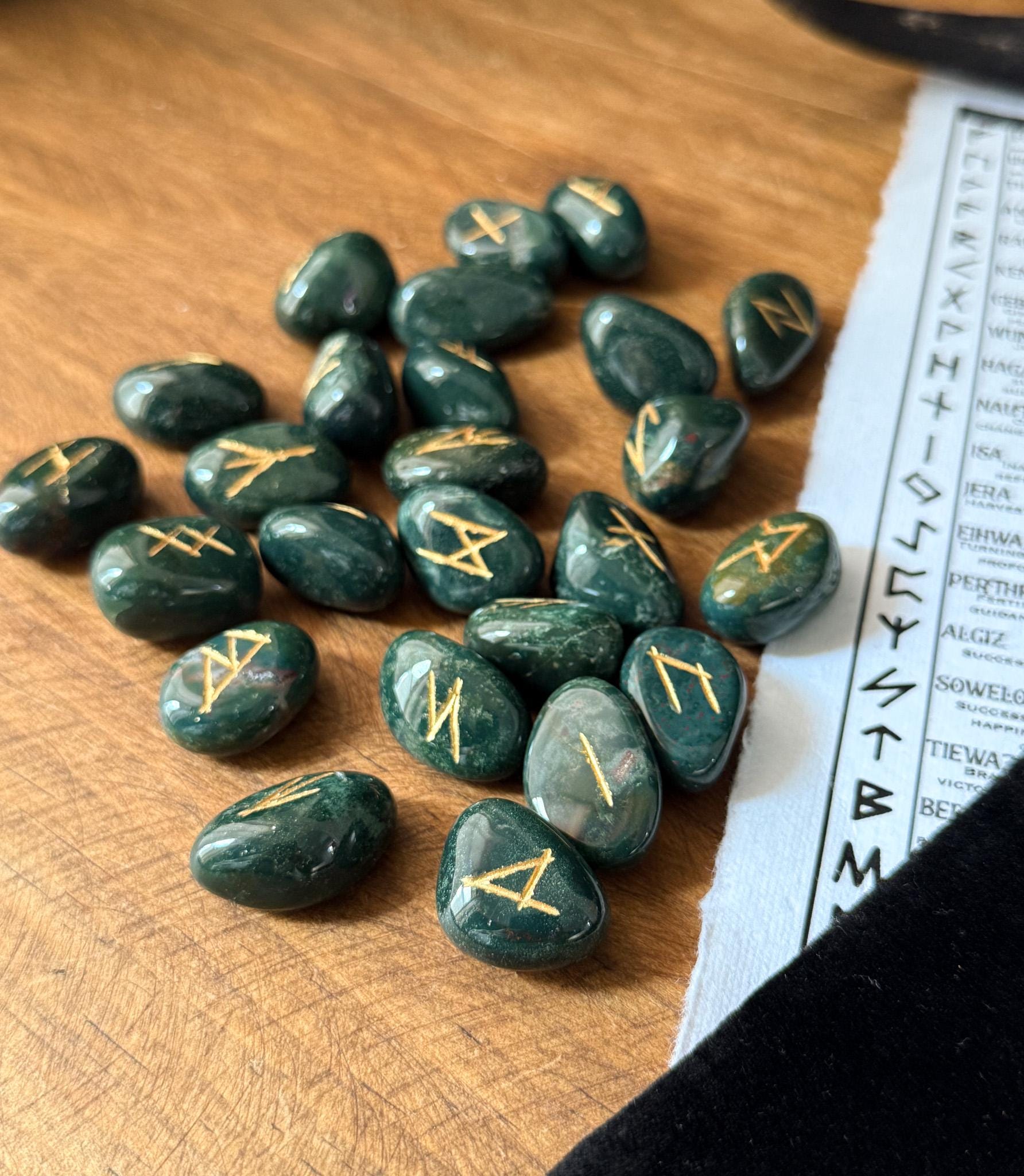 Bloodstone Rune Set from The Stone Maidens. A wonderful divination tool for your rituals.